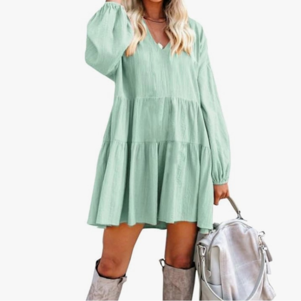 Cute Shift Tunic/ Ruffle Swing Dress with Pockets - Picture 3 of 5
